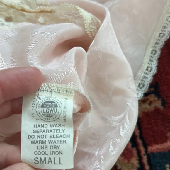 VTG Christian Dior Lingerie Set ILGWU lace patterned baby pink old Hollywood - Picture 9 of 13